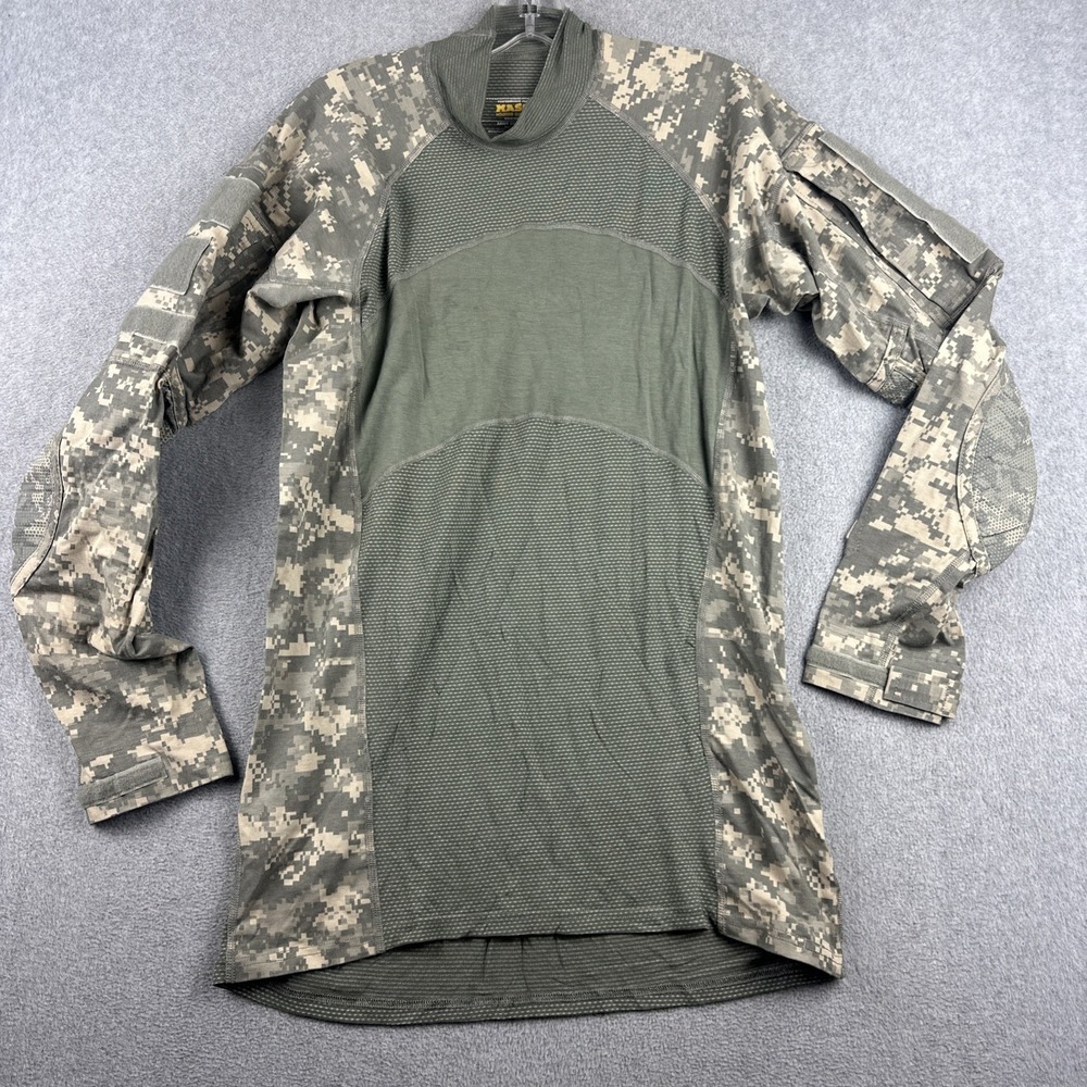 Massif Army Combat Shirt Mens M Camouflage Zip Pocket Military Camo Top Stretch